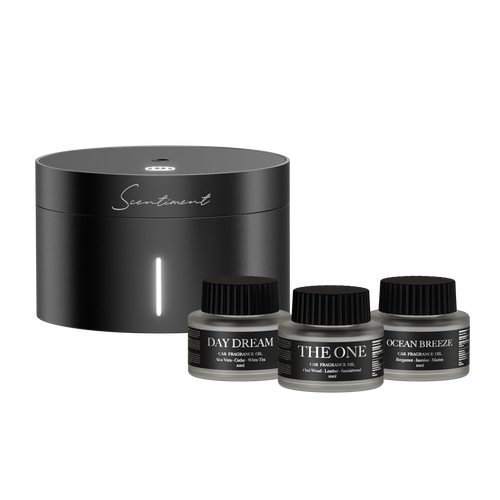 Car Diffuser with Top 3 Hotel Car Diffuser Oils Discovery Kit