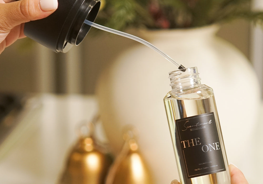 Remove the empty bottle and either refill it with your preferred fragrance oil or attach a new 120ml bottle directly. For best performance, do not fill past the shoulder of the bottle.