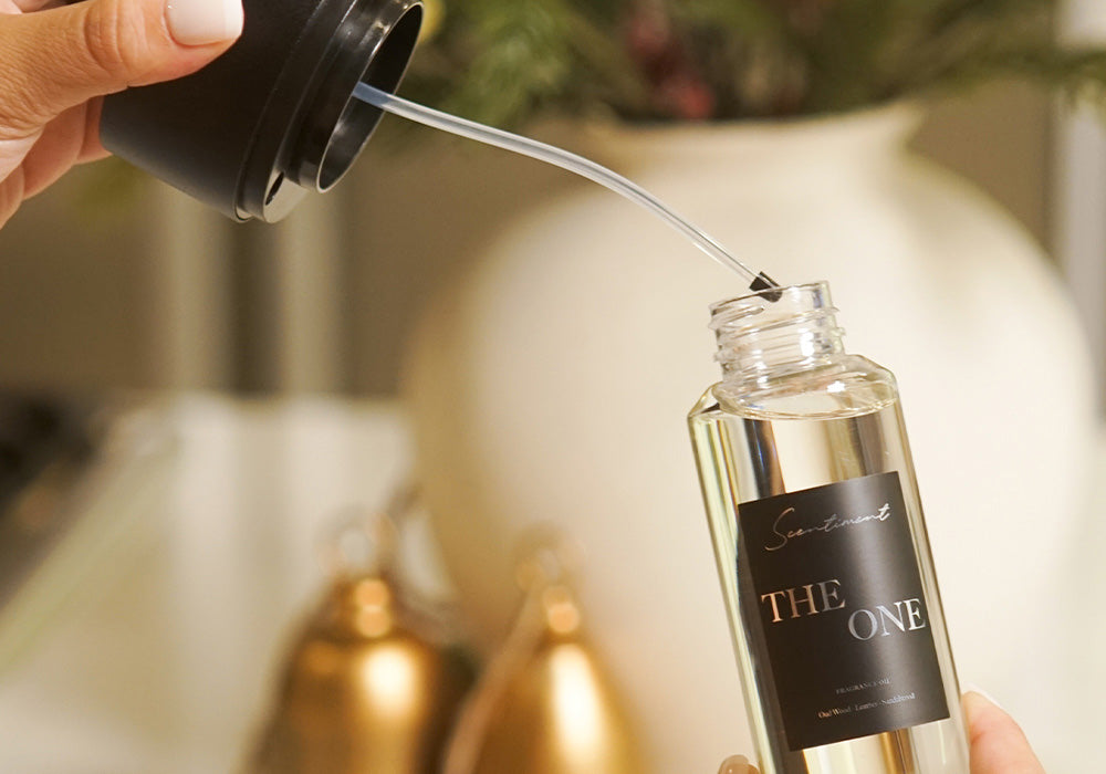 Remove the empty bottle and either refill it with your preferred fragrance oil or attach a new 120ml bottle directly. For best performance, do not fill past the shoulder of the bottle.