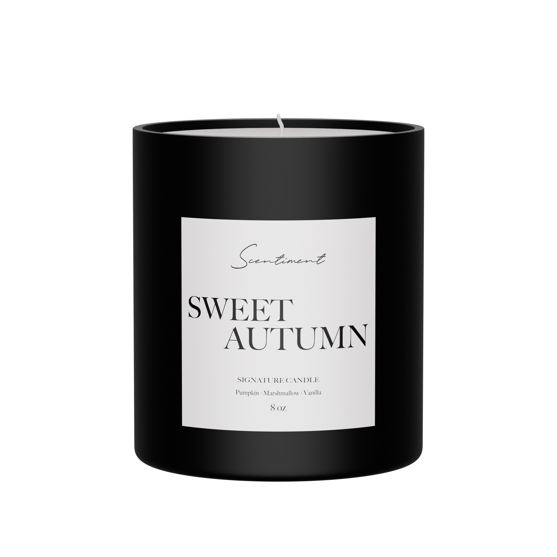 Sweet Autumn Candle 8oz with notes of Pumpkin, Marshmallow, Vanilla
