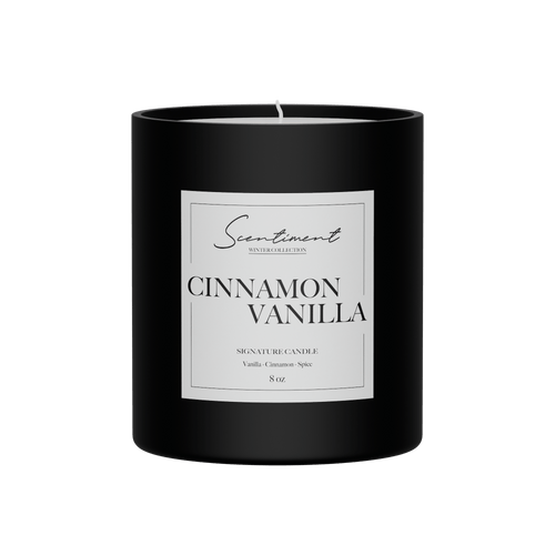 Cinnamon Vanilla Candle 8oz with notes of Cinnamon, Vanilla, Spice