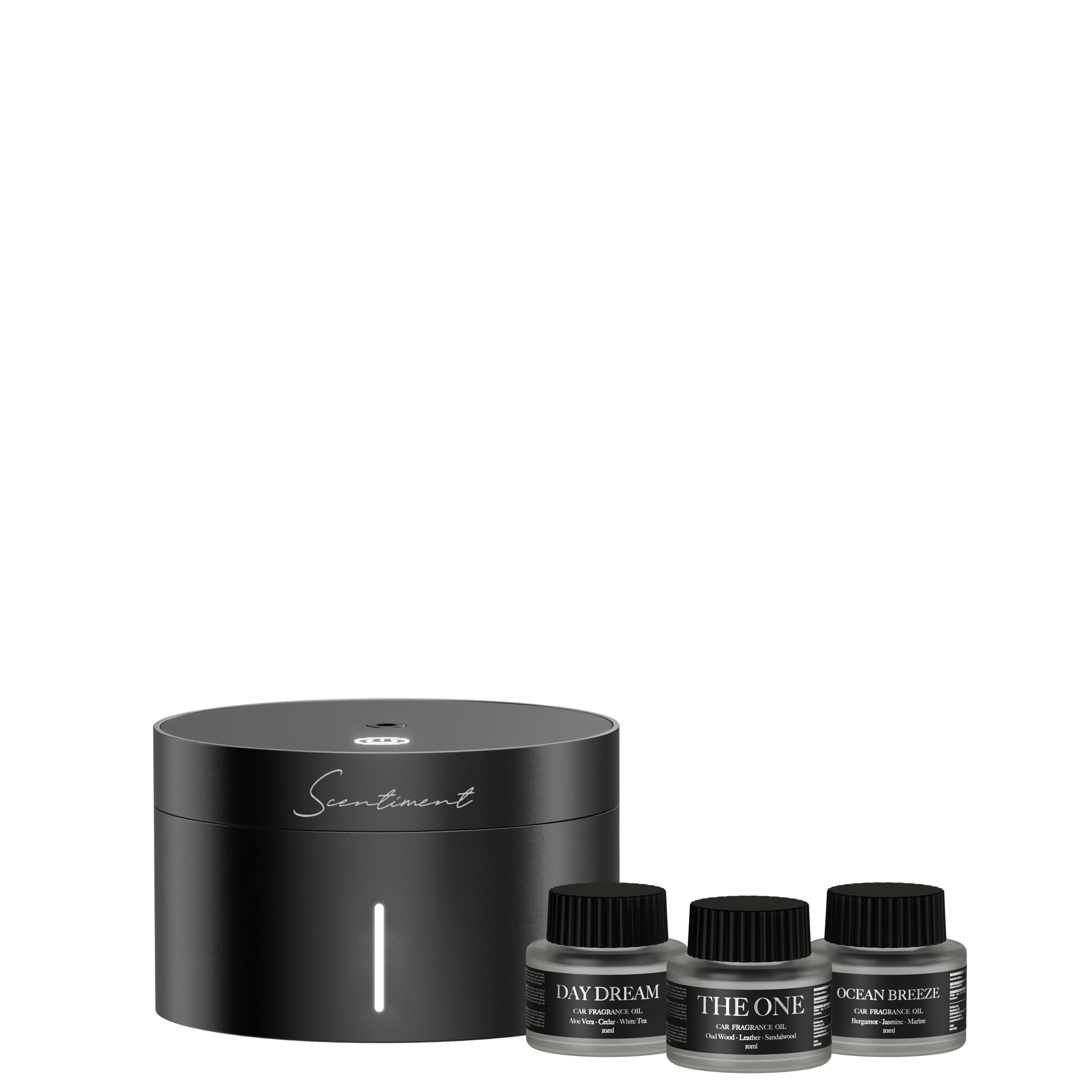 Scentiment Car Diffuser with Top 3 Hotel Diffuser Oils Discovery Kit