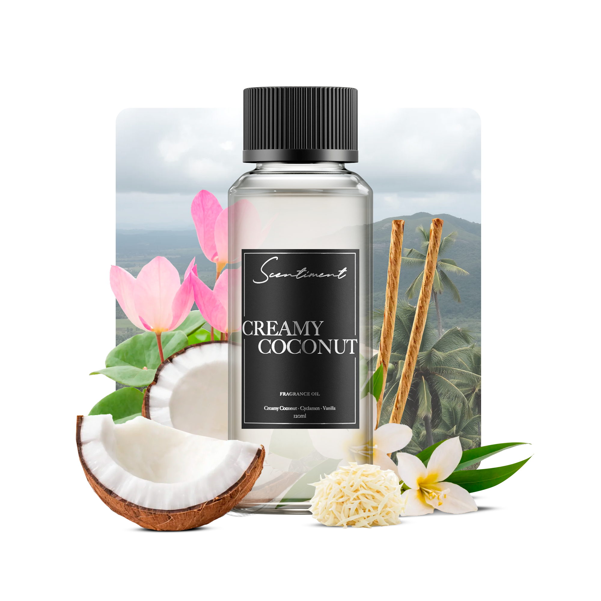 Creamy Coconut Fragrance Diffuser Oil With Ingredients

