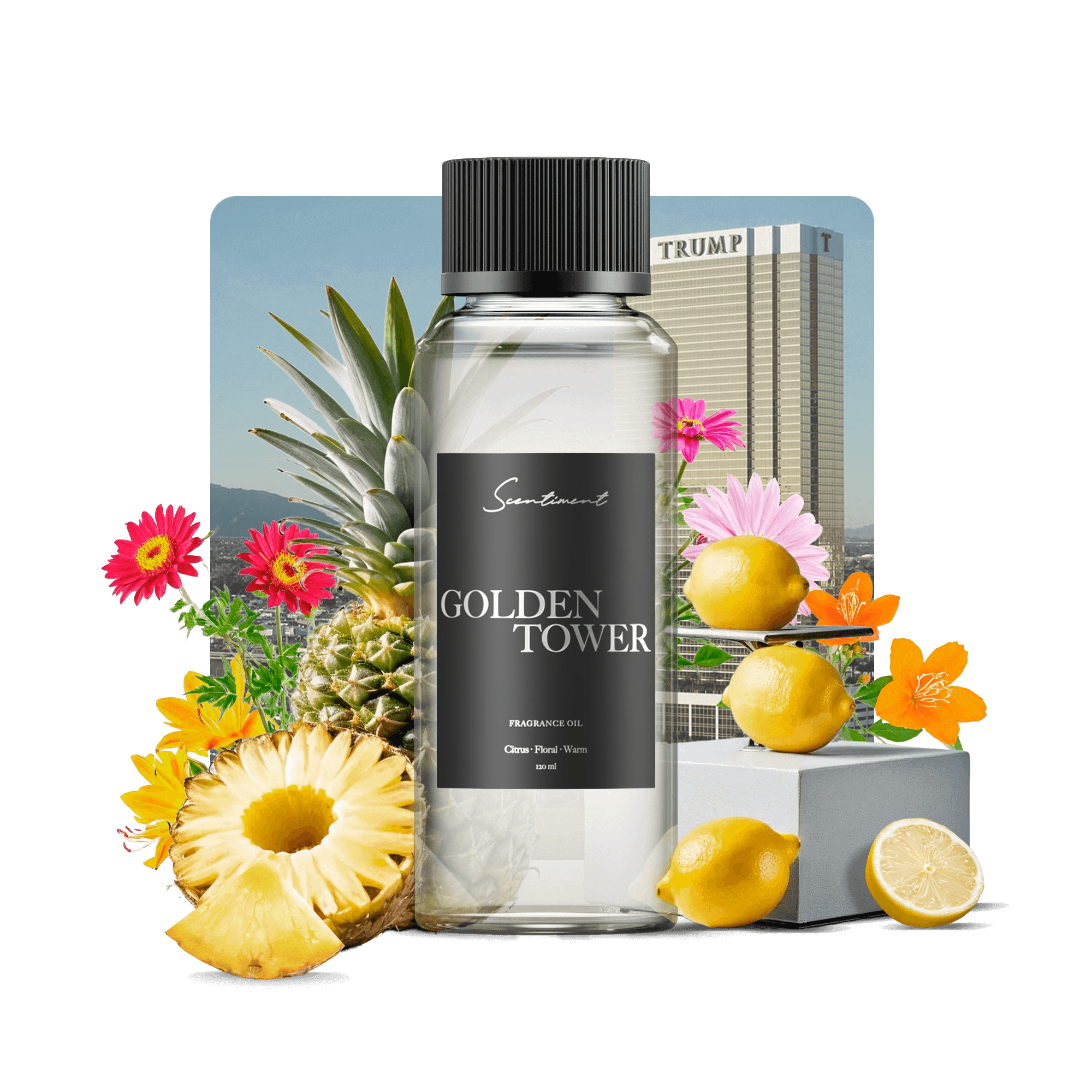 Golden Tower Fragrance Diffuser Oil Inspired by Trump® Tower Las Vegas With Ingredients