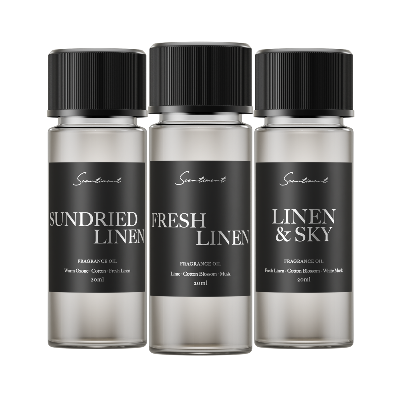 Top 3 Linen Scents Discovery Set in 20 mL Diffuser Oils