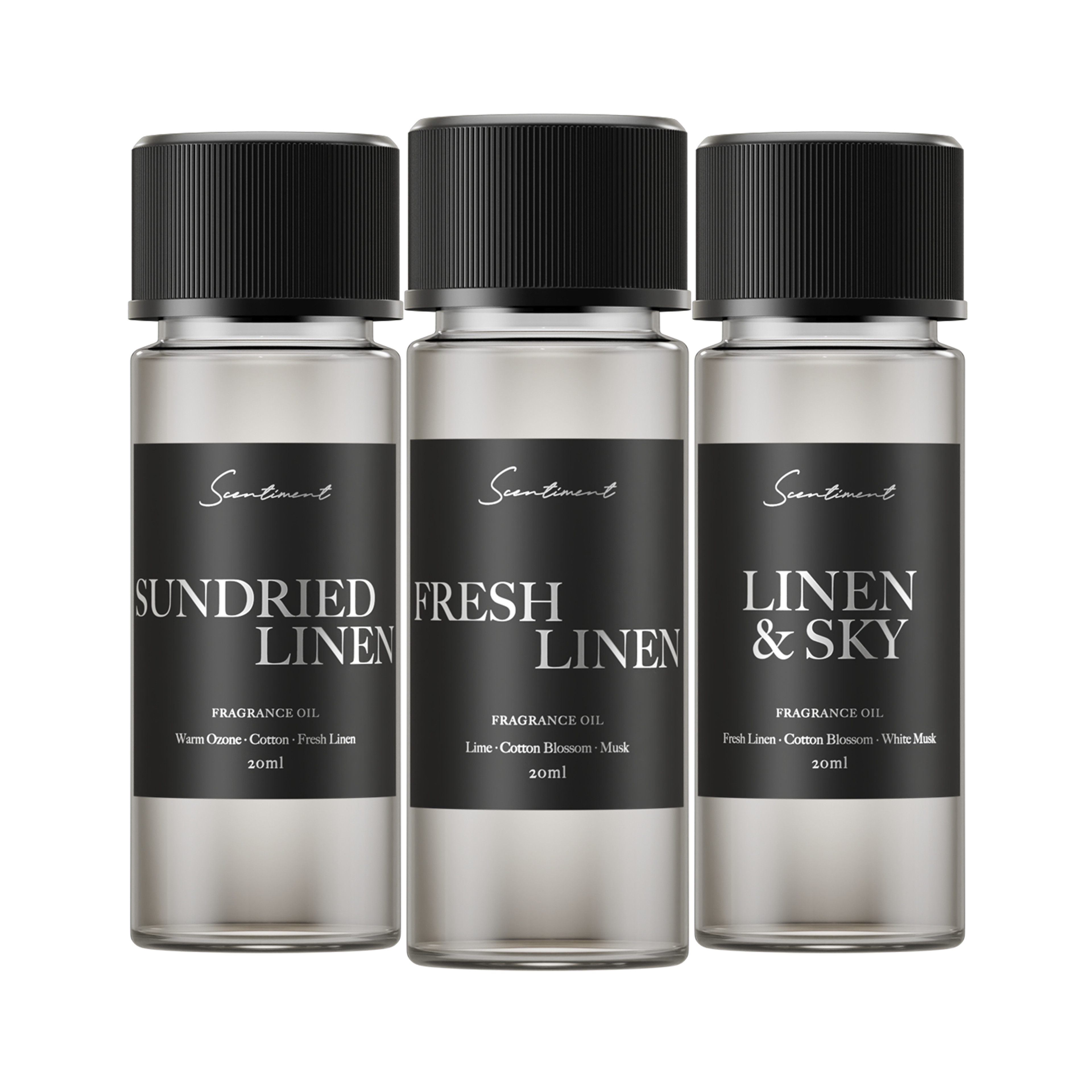 Top 3 Linen Scents Discovery Set in 20 mL Diffuser Oils