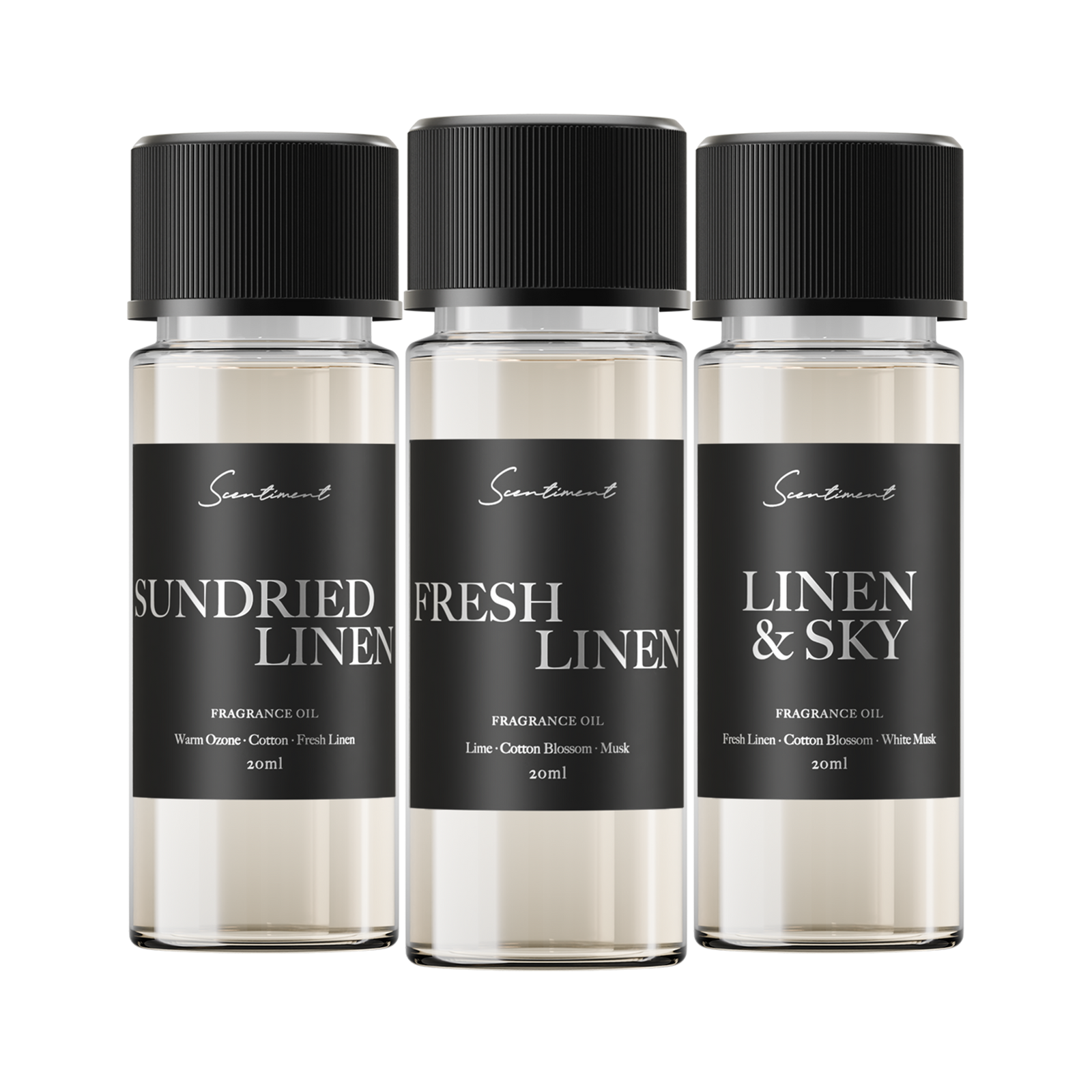Top 3 Linen Scents Discovery Set in 20 mL Diffuser Oils