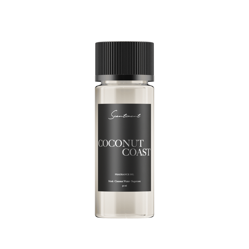 Coconut Coast diffuser fragrance oil bottle in 50 mL bottle