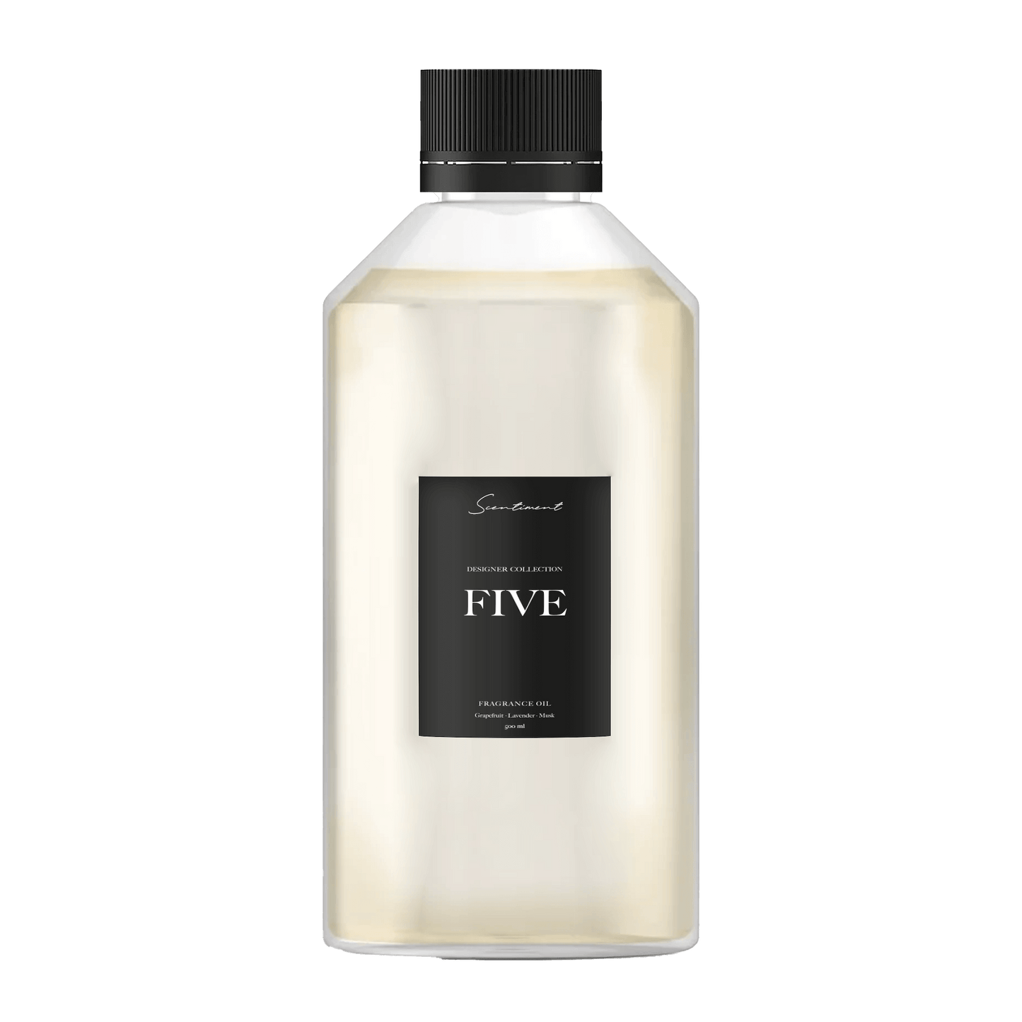 Five, inspired by Chanel No. 5®, with notes of Grapefruit, Lavender, and Musk.