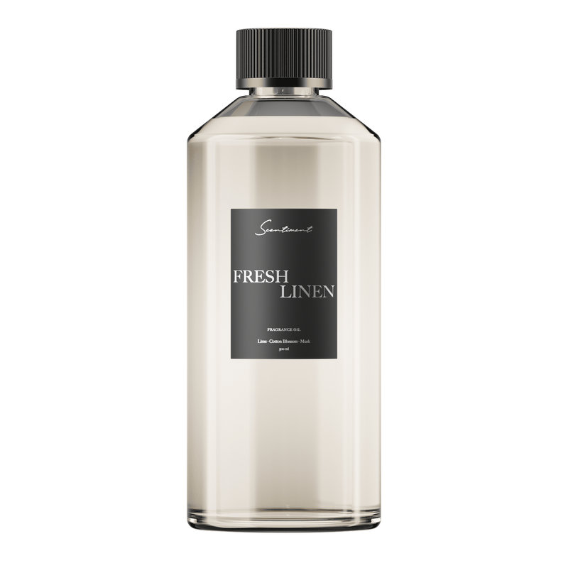 Fresh Linen 500ml Fragrance Oil with the notes of Lemon, Lime, Jasmine, Cotton Blossom, Sheer Musk, Blonde Woods