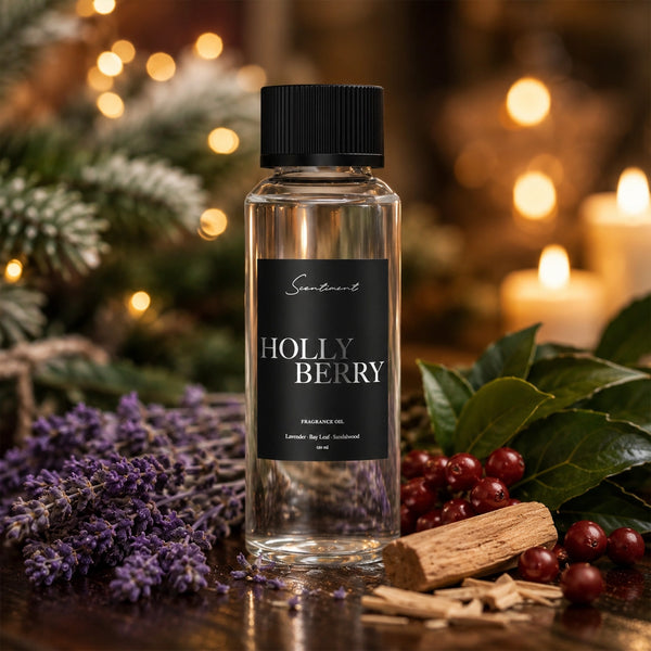 Scentiment Holly Berry Diffuser Oil with notes of Lavender Bay Leaf and Sandalwood