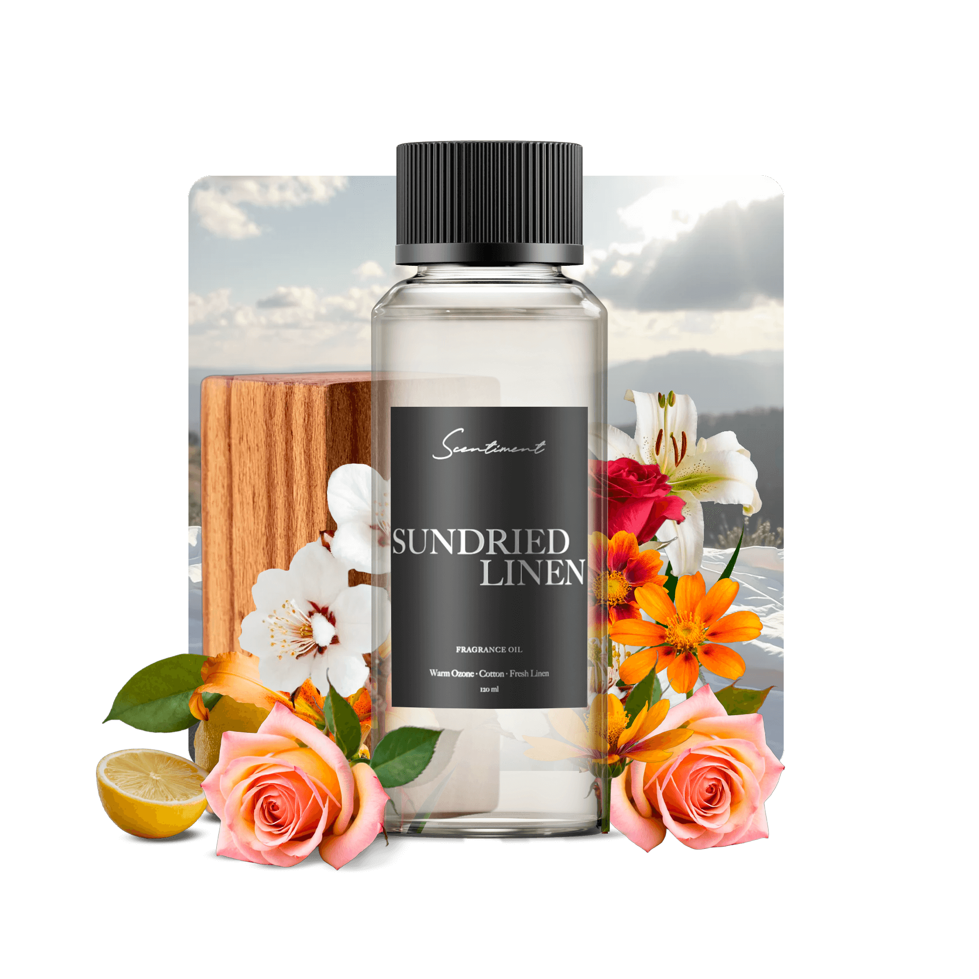 Sundried Linen Fragrance Oil with notes of  Lemon, Cotton Blossom, Solar Musk