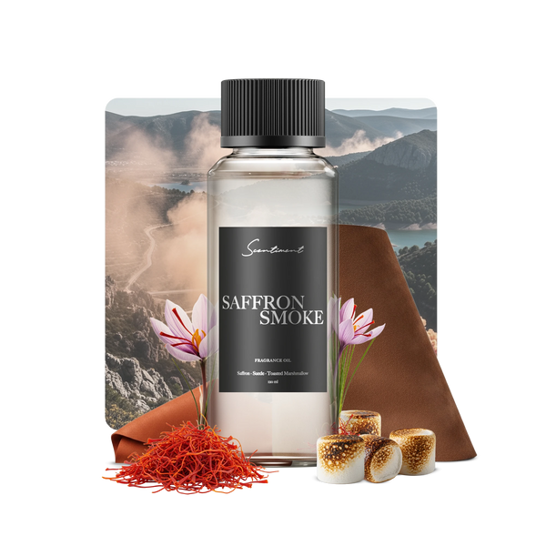 Saffron Smoke Fragrance Diffuser Oil with notes of Saffron, Suede, Toasted Marshmallow