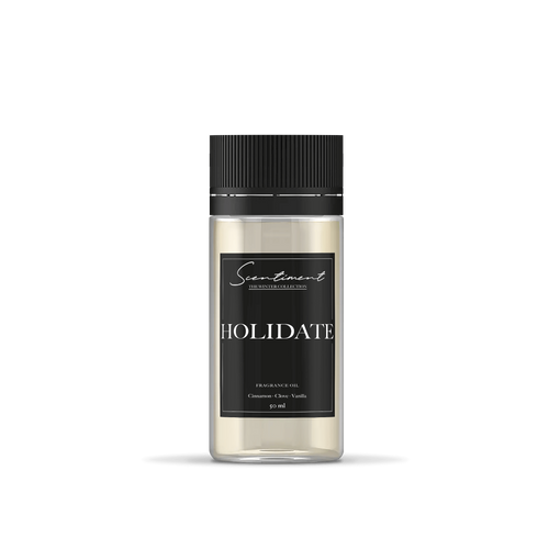 Holidate Fragrance Oil with notes of Cinnamon, Clove, and Vanilla.