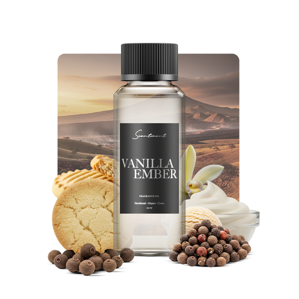 Vanilla Ember Fragrance Oil with ingredients of Shortbread, Allspice and Cream