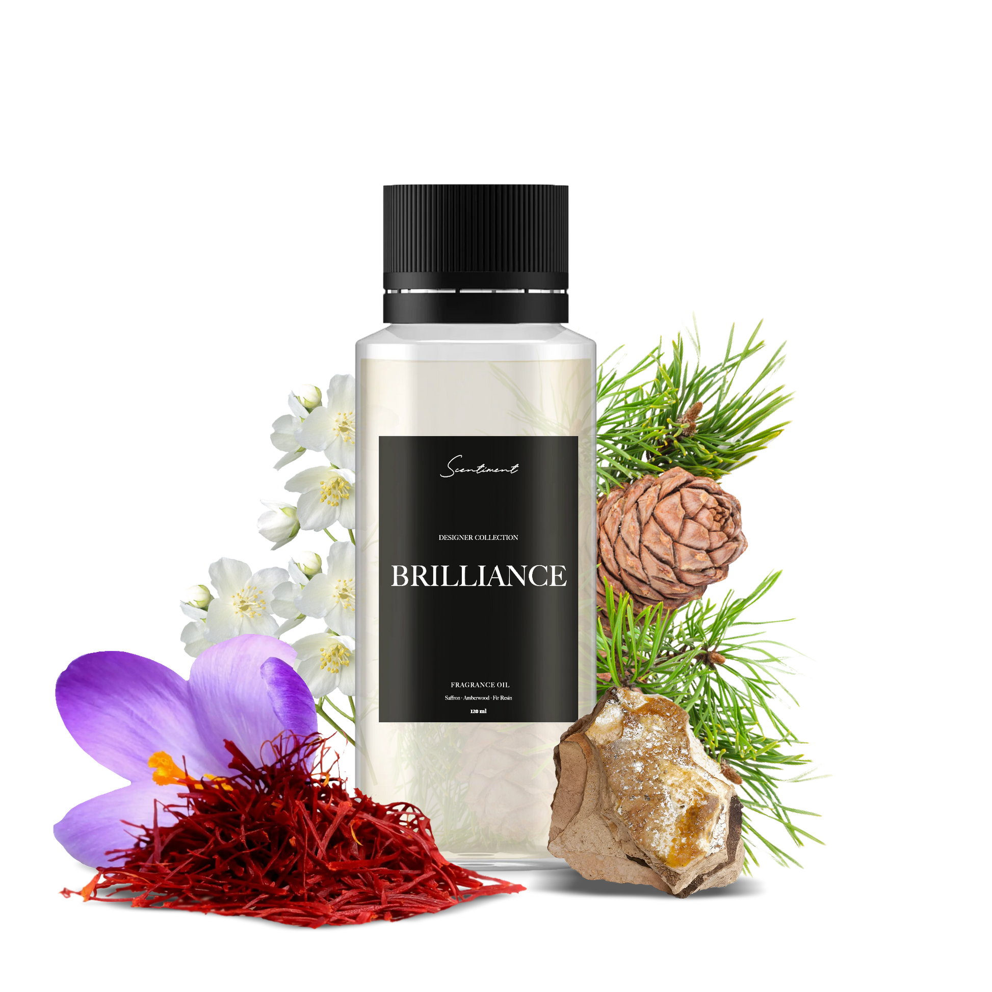 Brilliance Fragrance Oil, inspired by Baccarat Rouge 540® with notes of Saffron, Amberwood, and Fir Resin.