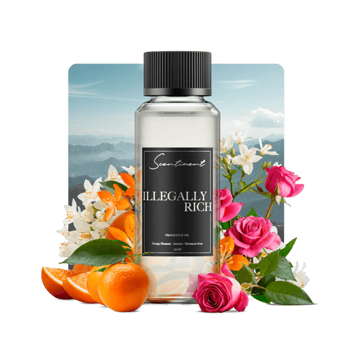Illegally Rich Fragrance Oil with notes of Orange Blossom, Lavender, Jasmine, Sambac, Moroccan Rose, Australian Sandalwood, Ambrette, Tonka Bean