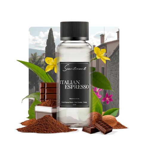 Italian Espresso Fragrance Oil with notes of Ground Espresso Powder, Dark Chocolate, Milky Caramel, Nutmeg, Maple