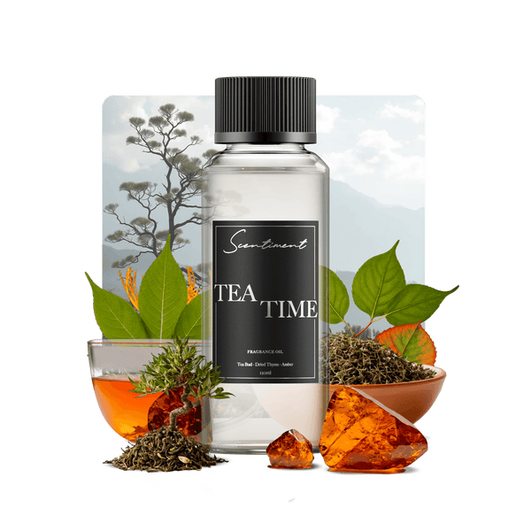 Tea Time Fragrance Oil with notes of Tea Bud, Dried Thyme, Amber, Musk