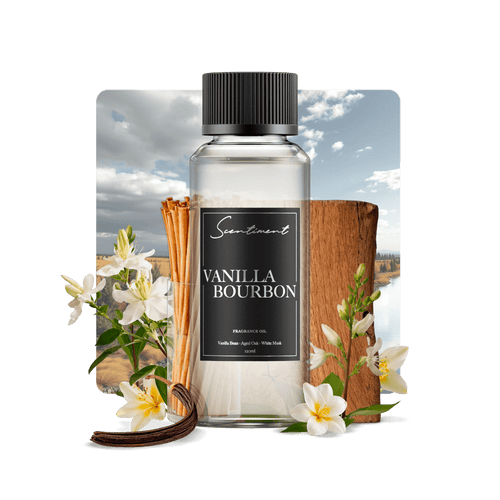 Vanilla Bourbon Fragrance Oil with notes of Vanilla Bean, Aged Oak, White Musk