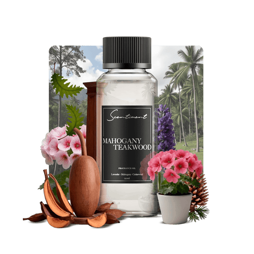 Mahogany Teakwood Fragrance Oil with notes of Lavender, Geranium, Mahogany, Cedarwood, Oak
