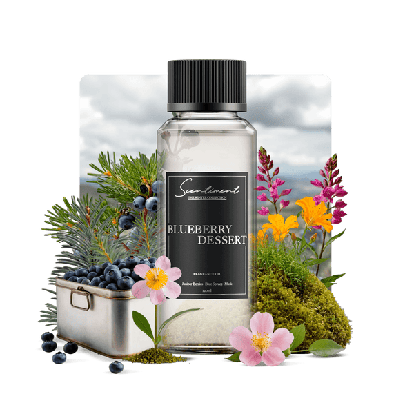 Blueberry Dessert Fragrance Oil with notes of Juniper Berries, Blue Spruce, Spearmint, Cedar & Musk
