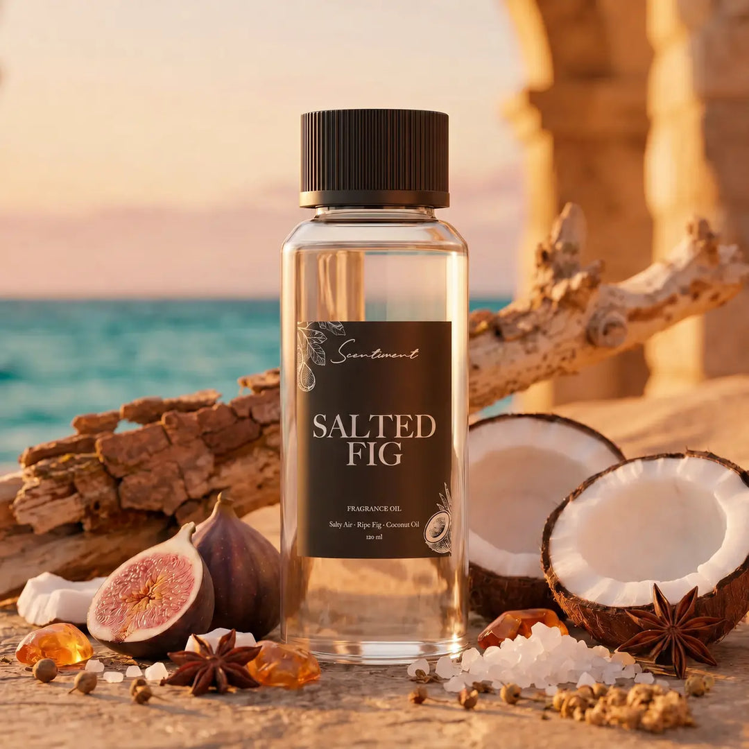 Scentiment Salted Fig Diffuser Oil with notes of Salty Air, Ripe Fig, Coconut Oil