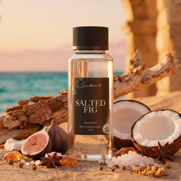Scentiment Salted Fig Diffuser Oil with notes of Salty Air, Ripe Fig, Coconut Oil
