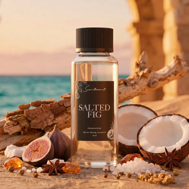 Scentiment Salted Fig Diffuser Oil with notes of Salty Air, Ripe Fig, Coconut Oil