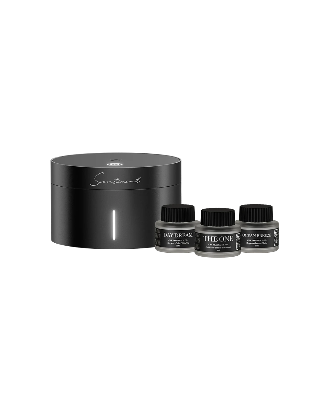 Scentiment Car Diffuser with Top 3 Hotel Diffuser Oils Discovery Kit
