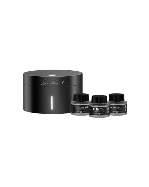 Scentiment Car Diffuser with Top 3 Hotel Diffuser Oils Discovery Kit