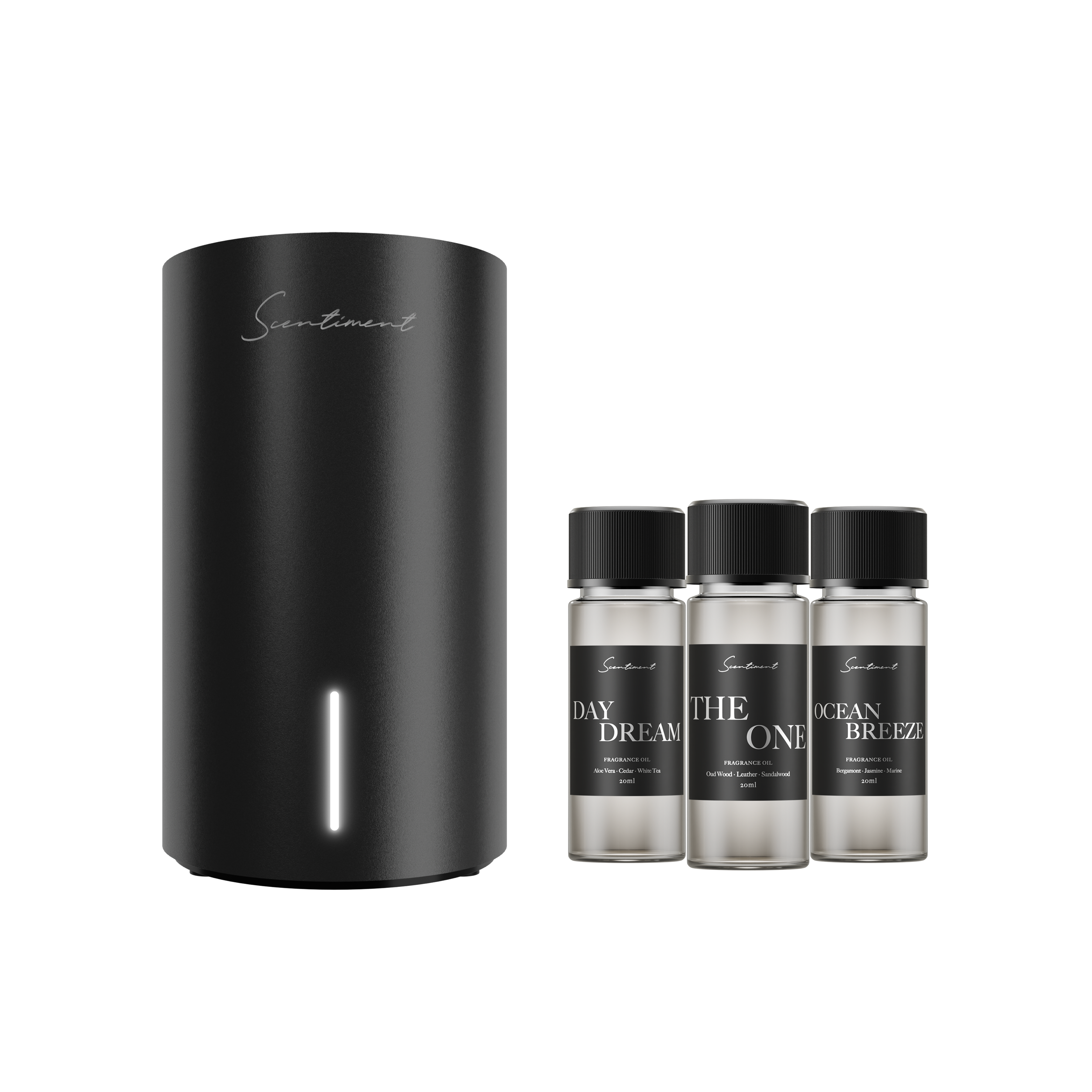 Black Scent Diffuser Mini 2 LE with Top 3 Hotel Diffuser Oils Discovery Kit