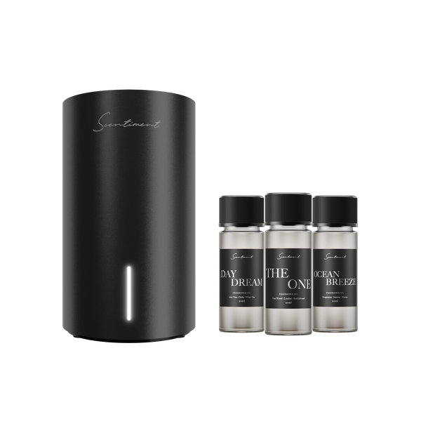 Black Scent Diffuser Mini 2 LE with Top 3 Hotel Diffuser Oils Discovery Kit